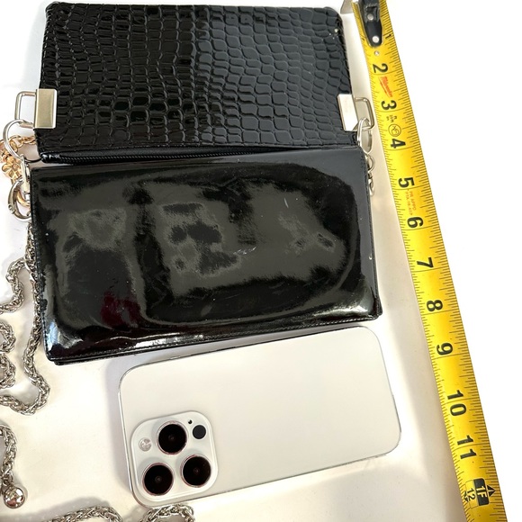 💯 CHANEL CC Black Patent Leather Wallet on Chain w/ auth cert - Picture 11 of 14